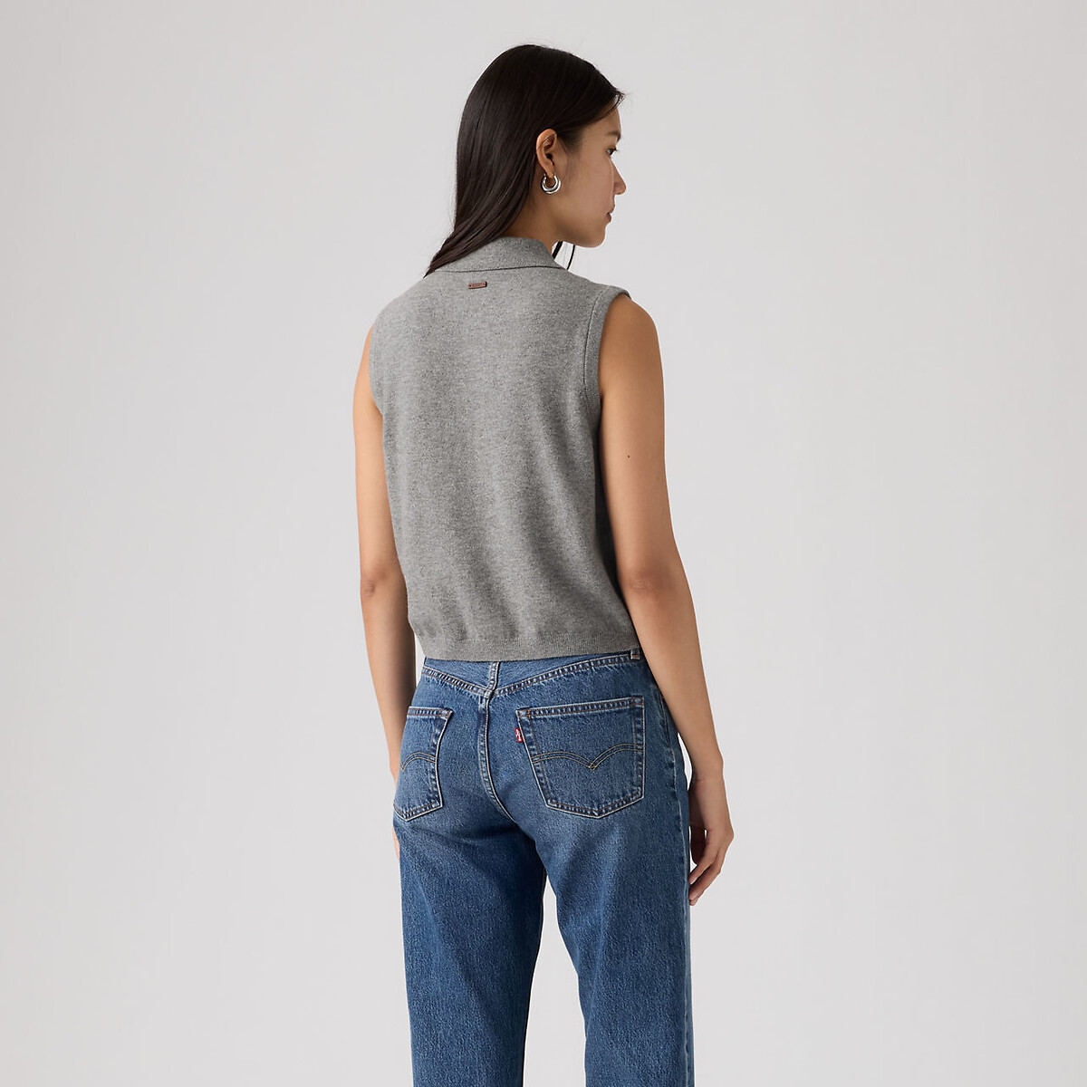Pull sans manches col polo gris, LEVI'S