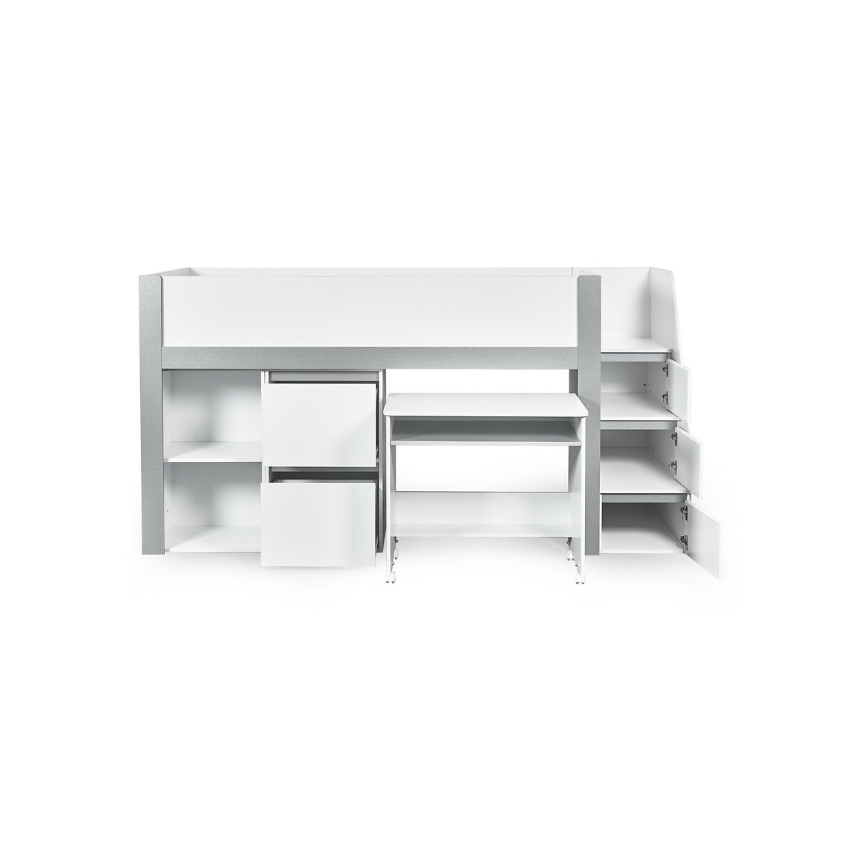 Raya Wood Midsleeper Bed white/silver-coloured, SO'HOME