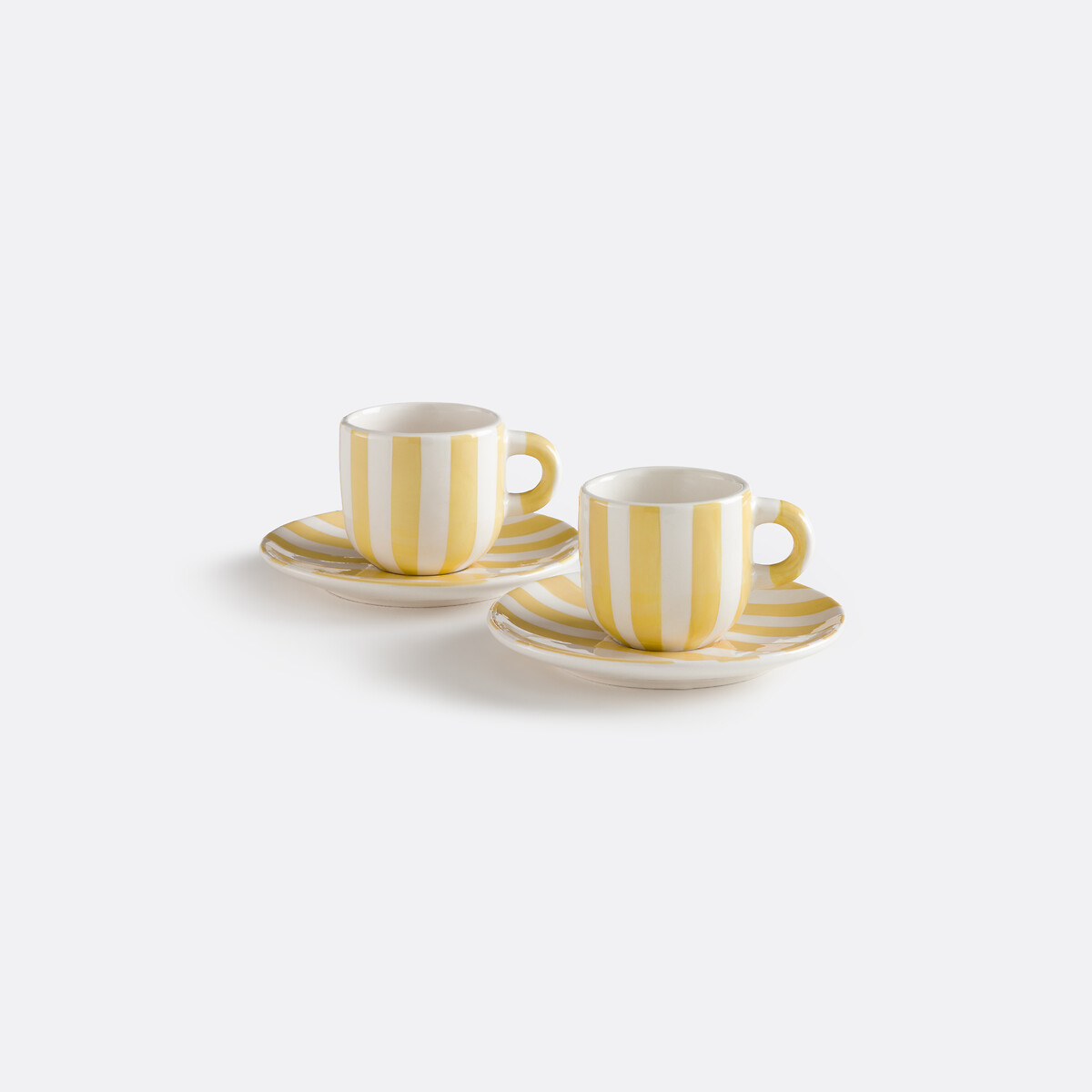 Confezione da 2 tazze con piattini in dolomite Darcy giallo, LA REDOUTE INTERIEURS