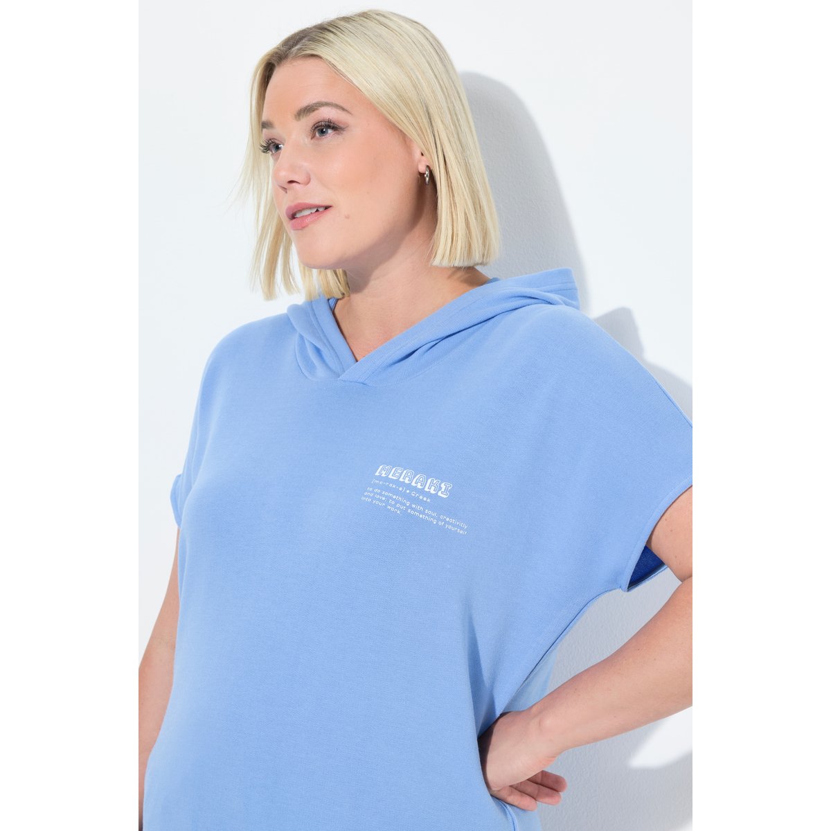 Sweat-shirt technique à capuche bleu clair, ULLA POPKEN