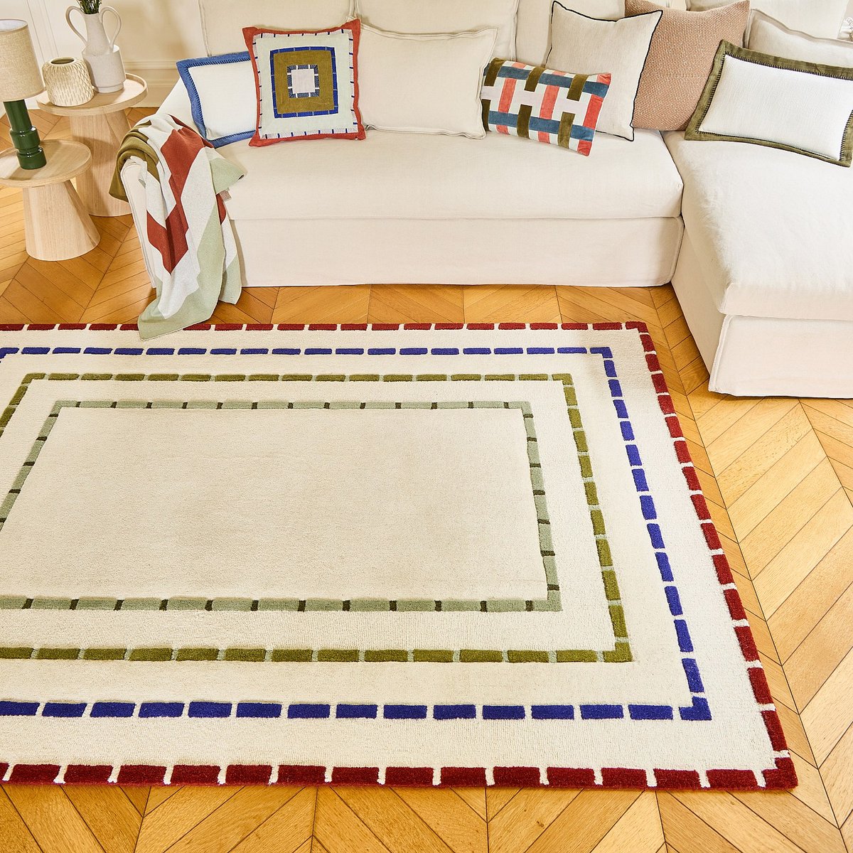 Tapis de salon laine BILLIE beige, multicolore, HABITAT