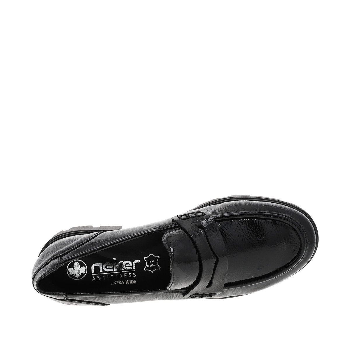 Mocassins noirs à talon décroché bas avec des soufflets élastiqués noir, RIEKER