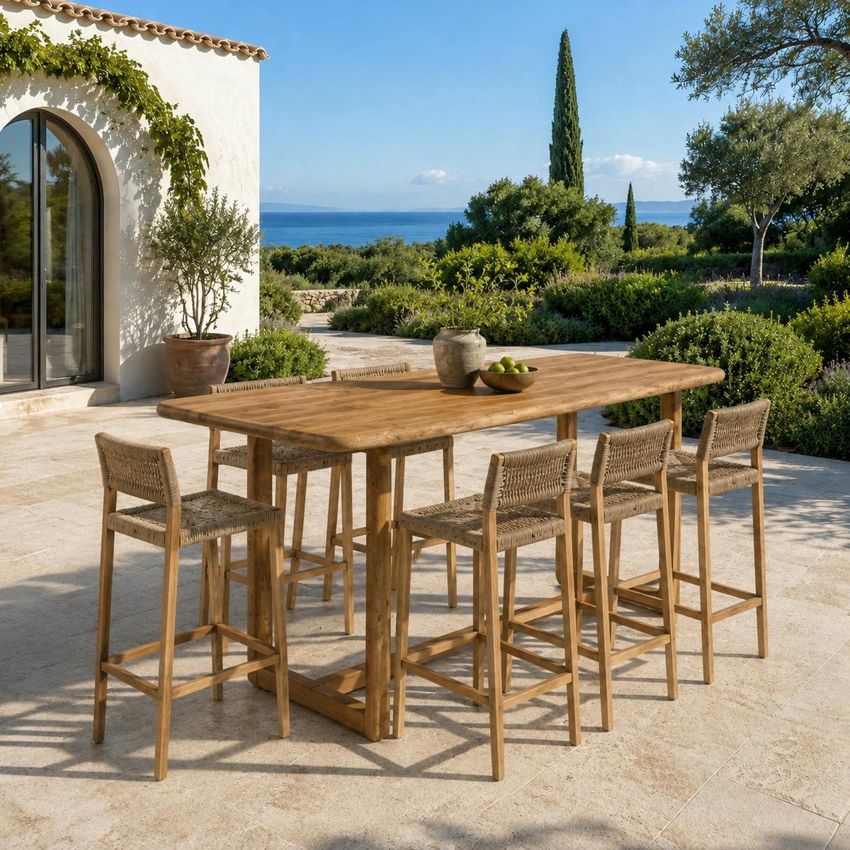 Bar de jardin 160 cm en teck recyclé ORIA bois naturel, PIER IMPORT