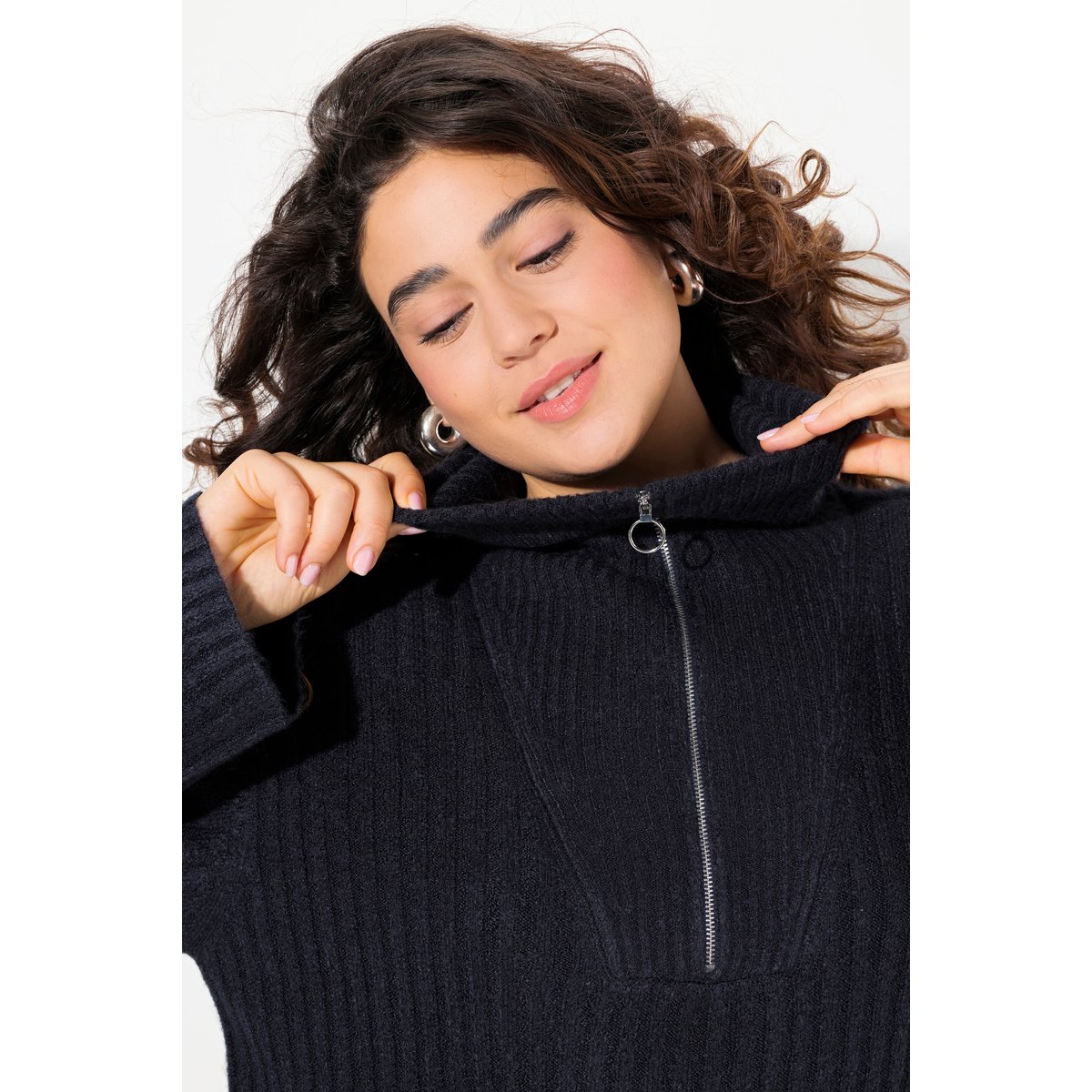 Robe en maille côtelée marine, ULLA POPKEN