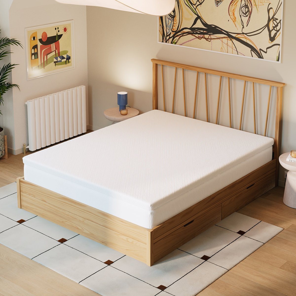 Surmatelas mousse Essentiel blanc, SLOME