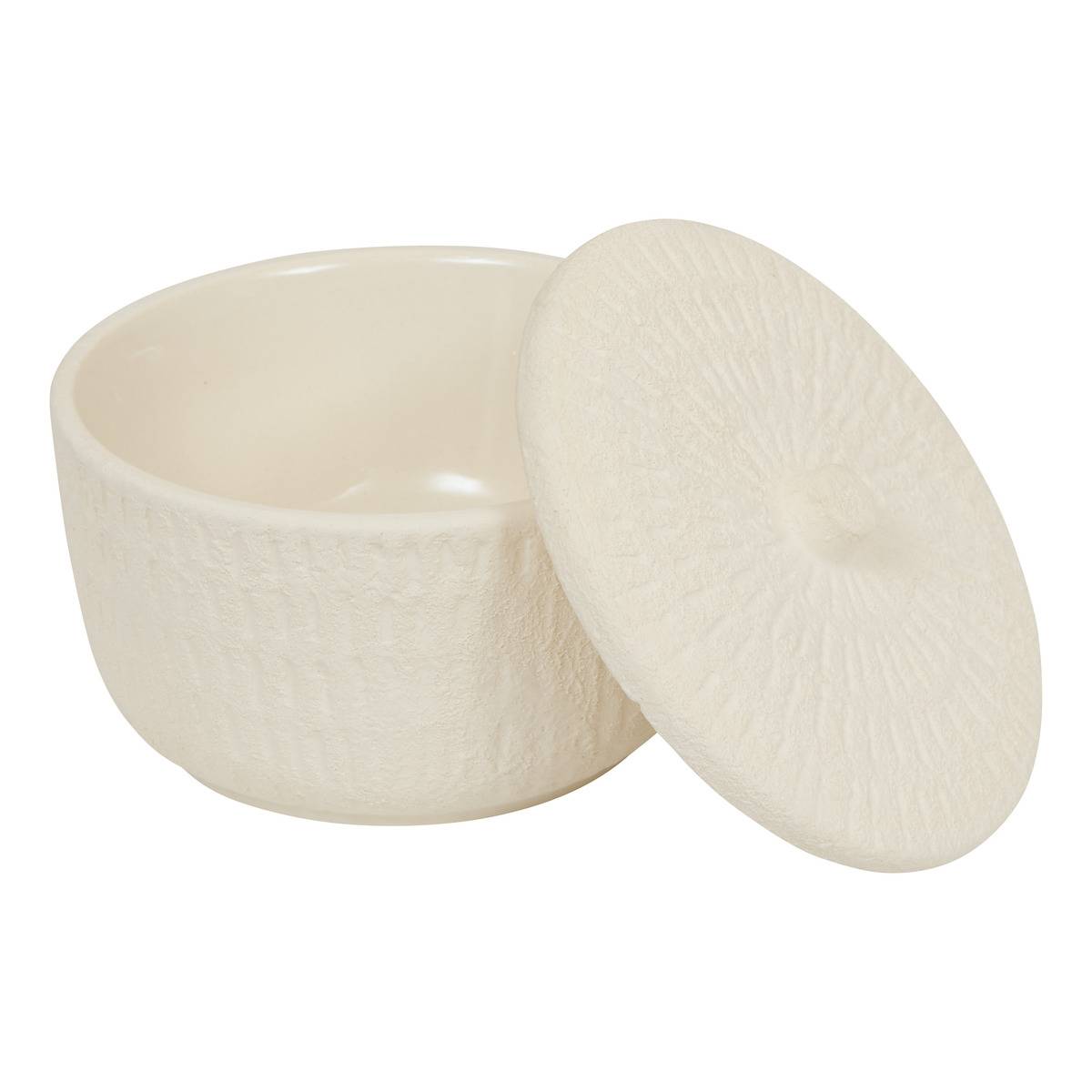 Boîte décorative D15,5cm céramique SIEN blanc, ATMOSPHERA