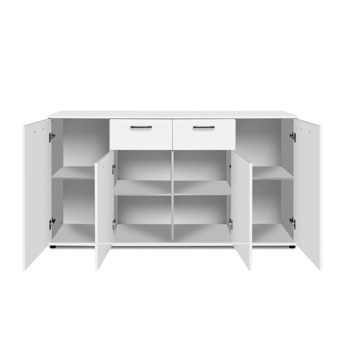 Buffet 4 portes et 2 tiroirs faible encombrement ALVA blanc, PIER IMPORT