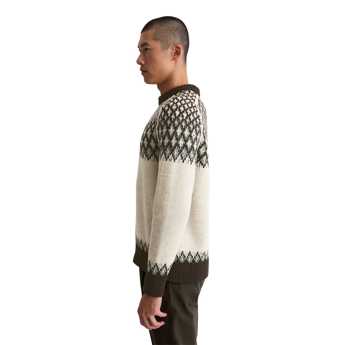 Pull norvégien regular en doux mélange de laine vierge marron clair, MARC O'POLO
