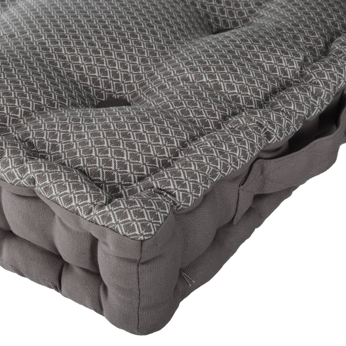 Coussin de sol en coton capitonné OTTO gris, ATMOSPHERA