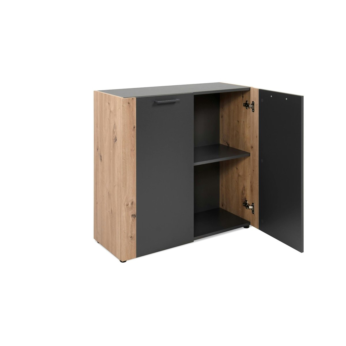 Petit buffet 2 portes gris foncé ALVA bois naturel, PIER IMPORT