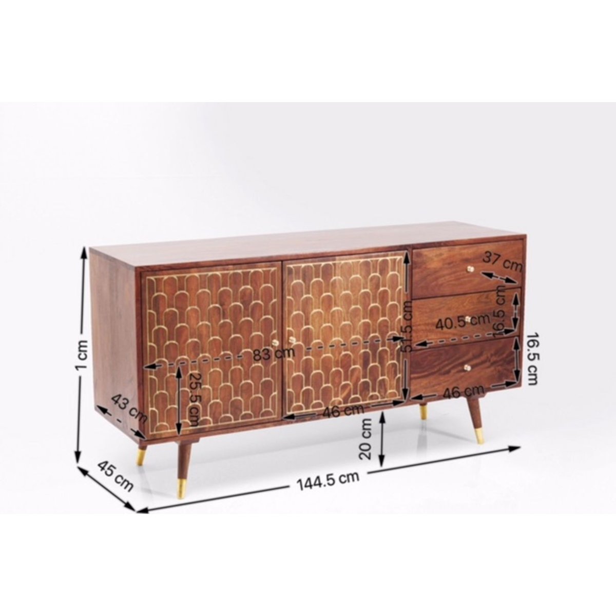 Buffet 2 portes 3 tiroirs en manguier, MUSKAT bois, KARE DESIGN