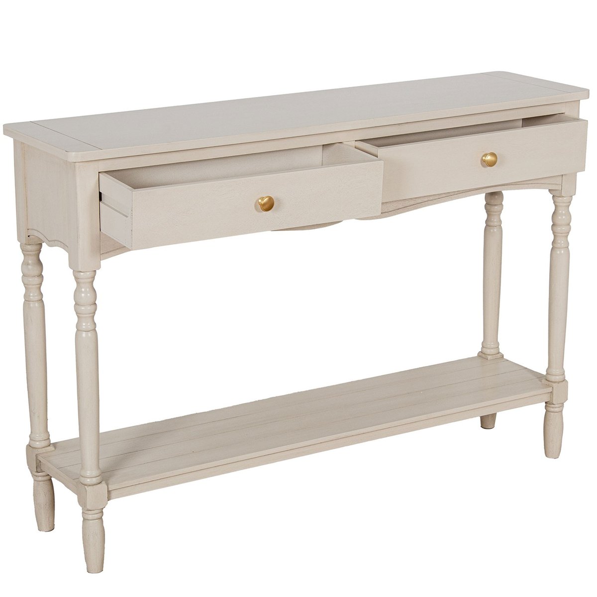 Console classique en bois blanc 2 tiroirs 110x28x75cm blanc, WADIGA