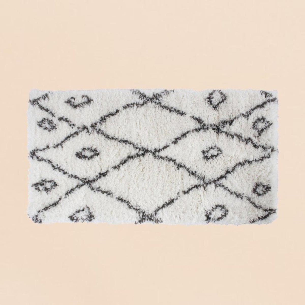Tapis descente de lit poils longs 60x110cm blanc, ORNAMI