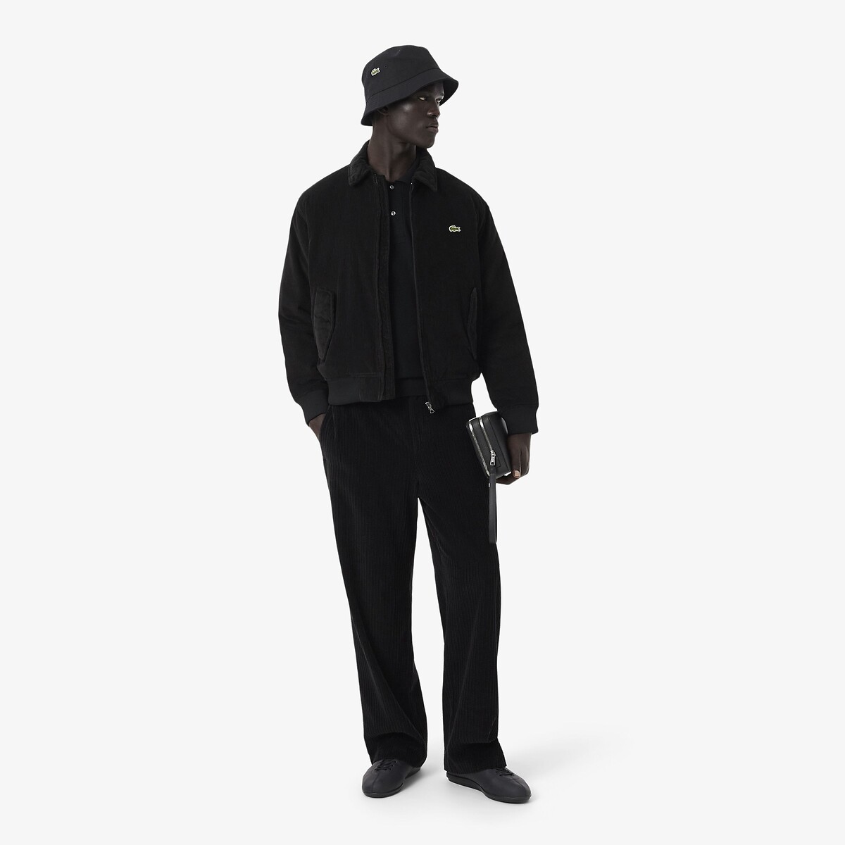 Cotton Garter Stitch Polo Jumper black, LACOSTE