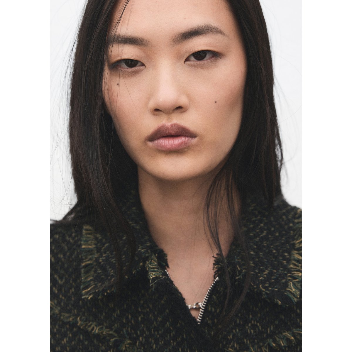 Veste tweed col à revers vert, MANGO
