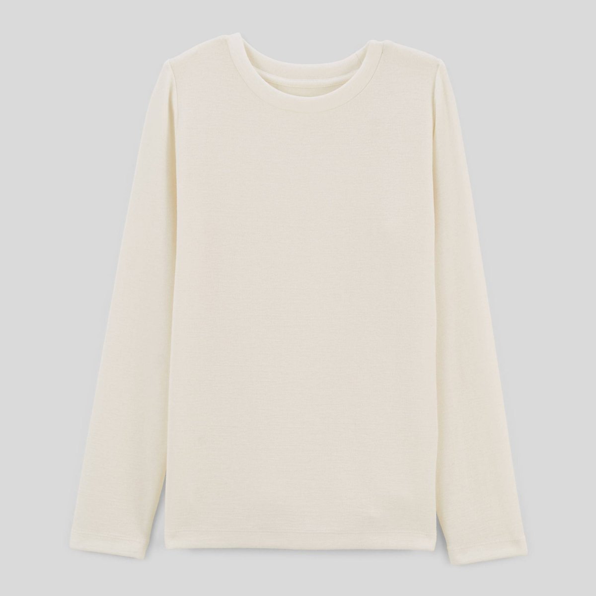 T-shirt chaud manches longues contenant de la laine ecru melange, MONOPRIX