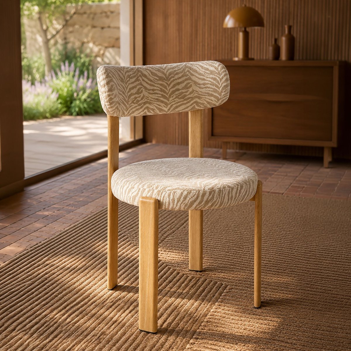 Lot de 2 chaises de table en tissu zébré, LILY couleur unique, NOW'S HOME