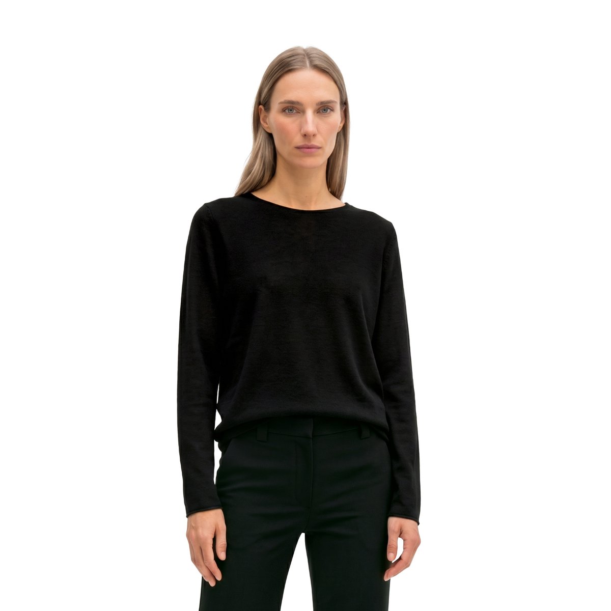 Pull en maille slim en laine mérinos douce noir, MARC O'POLO