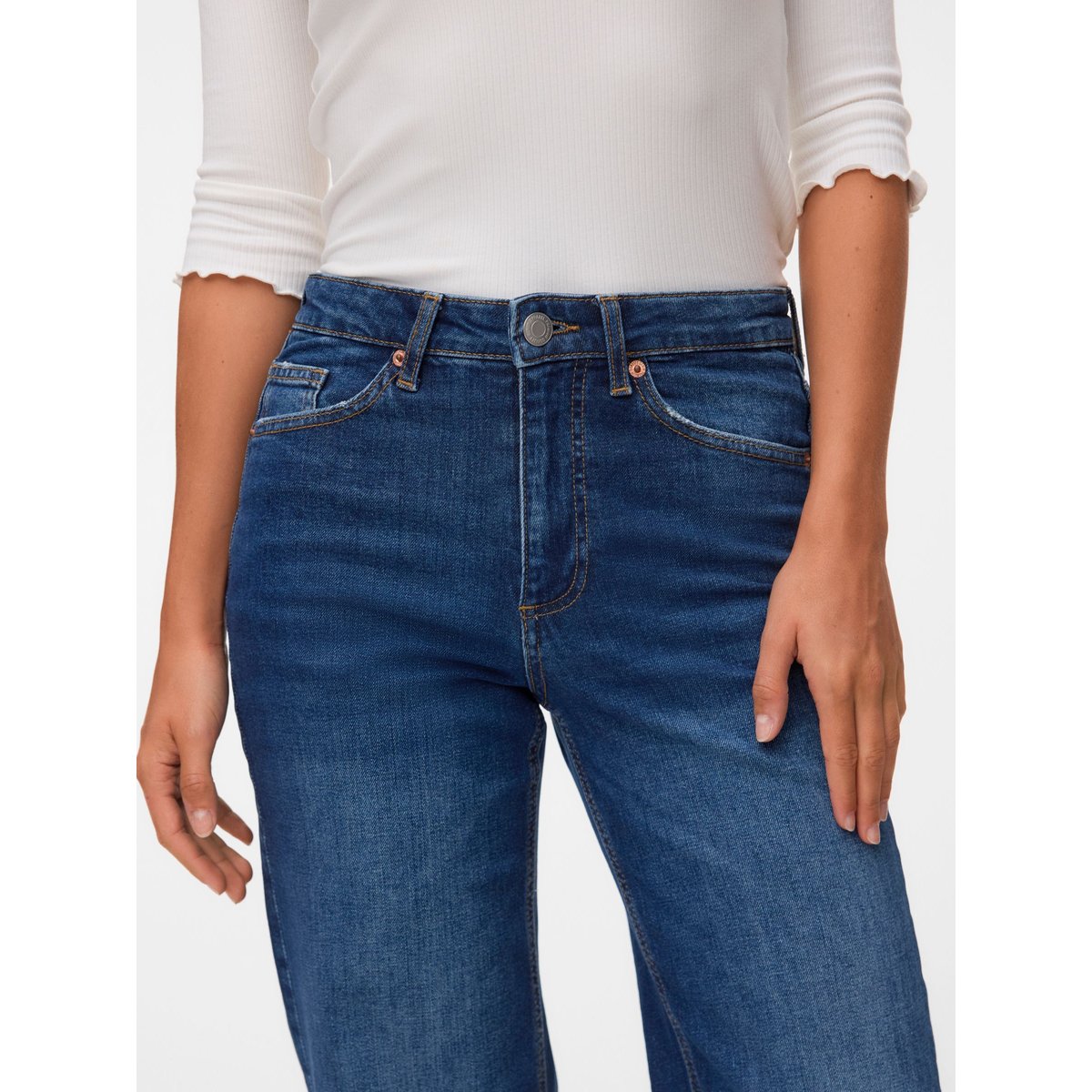 Jean À Coupe Large dark blue denim, VERO MODA