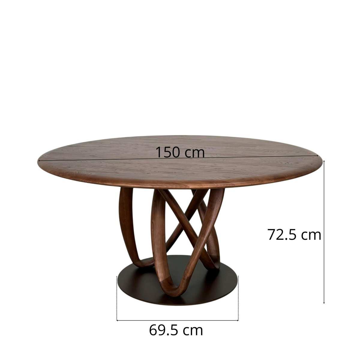 Table ronde bois de frêne à pied design torsadé Ø150 cm ALDER marron, PIER IMPORT
