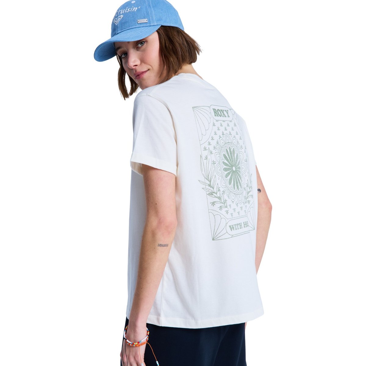 T-Shirt, manches courtes, col rond, Floral. blanc coconut milk, ROXY
