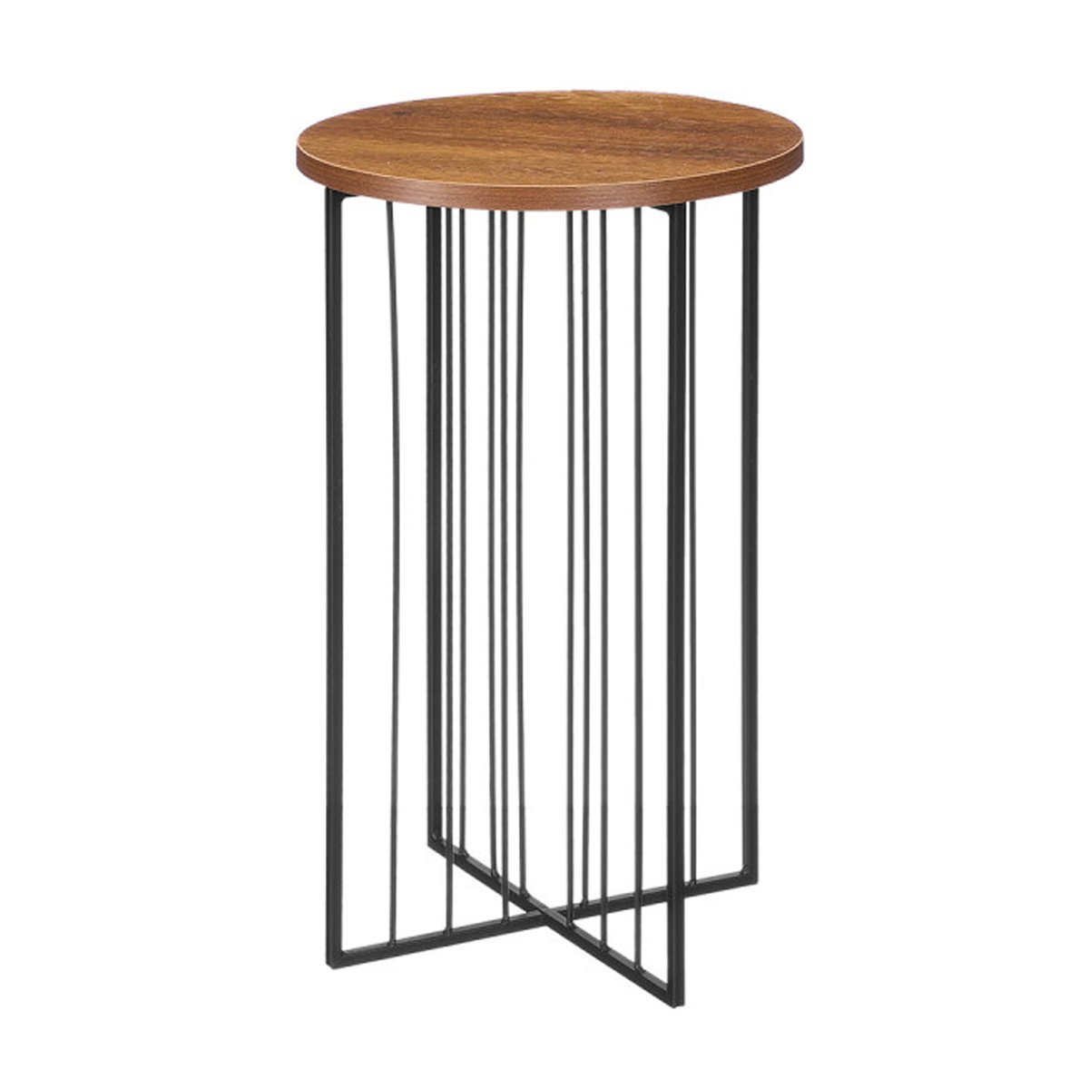 Table d'appoint bout de canapé métal noir et bois 30x30x50cm bois, WADIGA