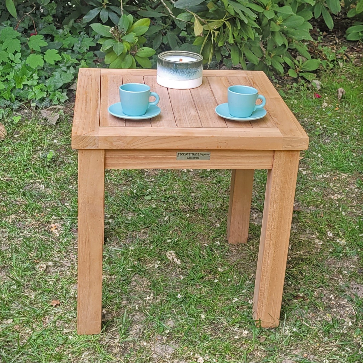 Table basse d'appoint carrée en teck massif 45 x 45 cm - COFFE naturel, TECK ATTITUDE