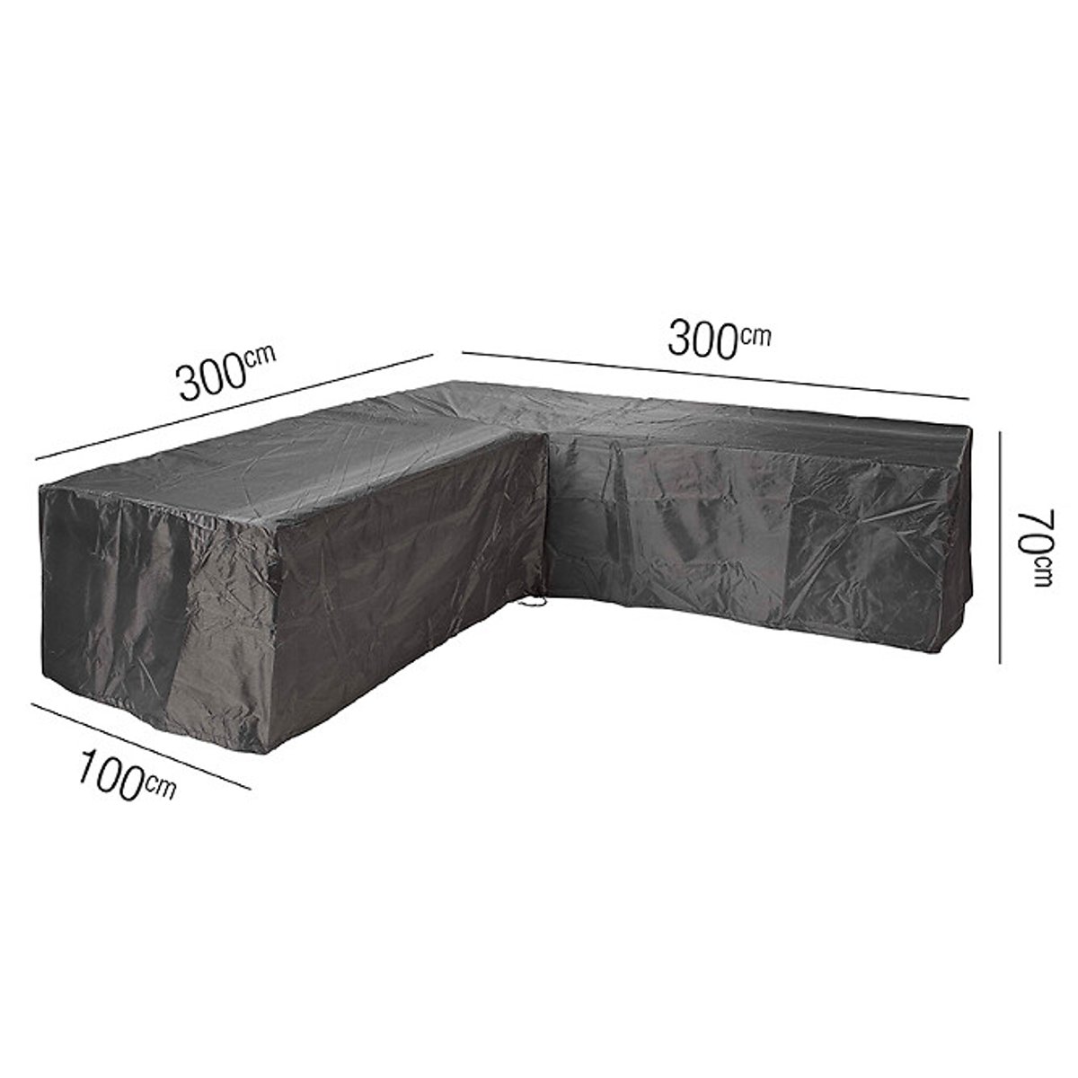Garden L-Shape Lounge Set Cover 300x300x100x70cm grey, AEROCOVER
