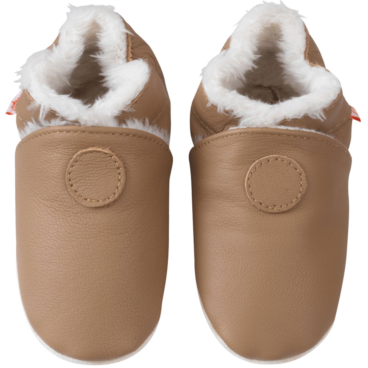 Chaussons cuir souple uni fourrés beige, TICHOUPS