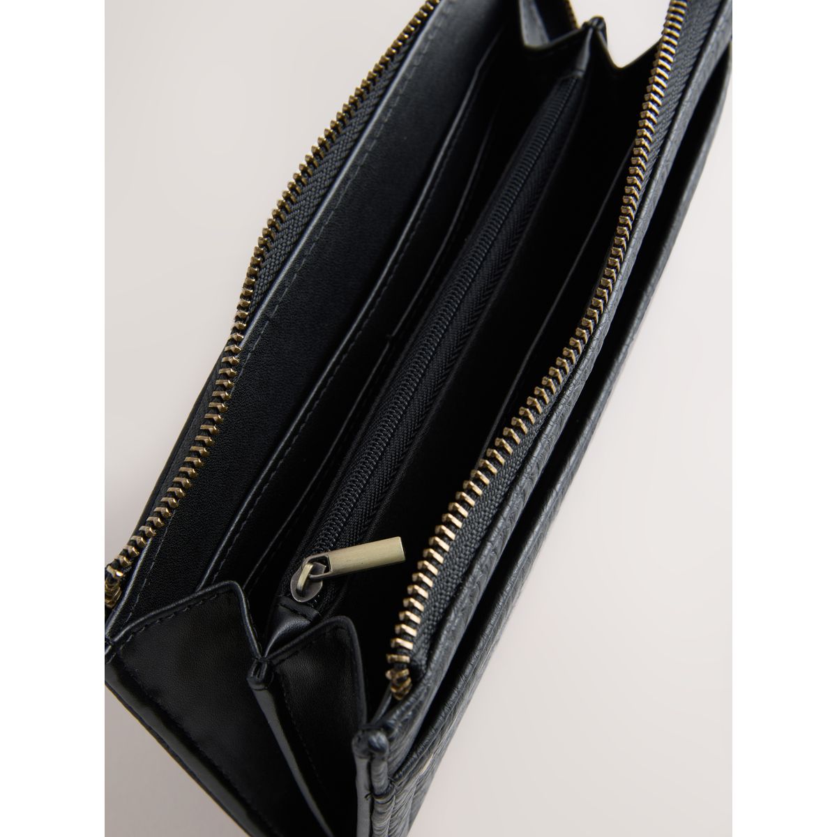 Grand porte-monnaie zippé noir, NEXT