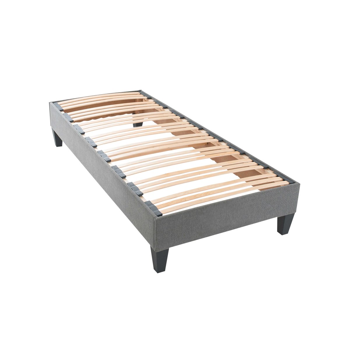 Sommier à lattes bois Ergostar - Tri-lattes ergonomiques - Gris clair - Livré en kit gris clair, BELLECOUR