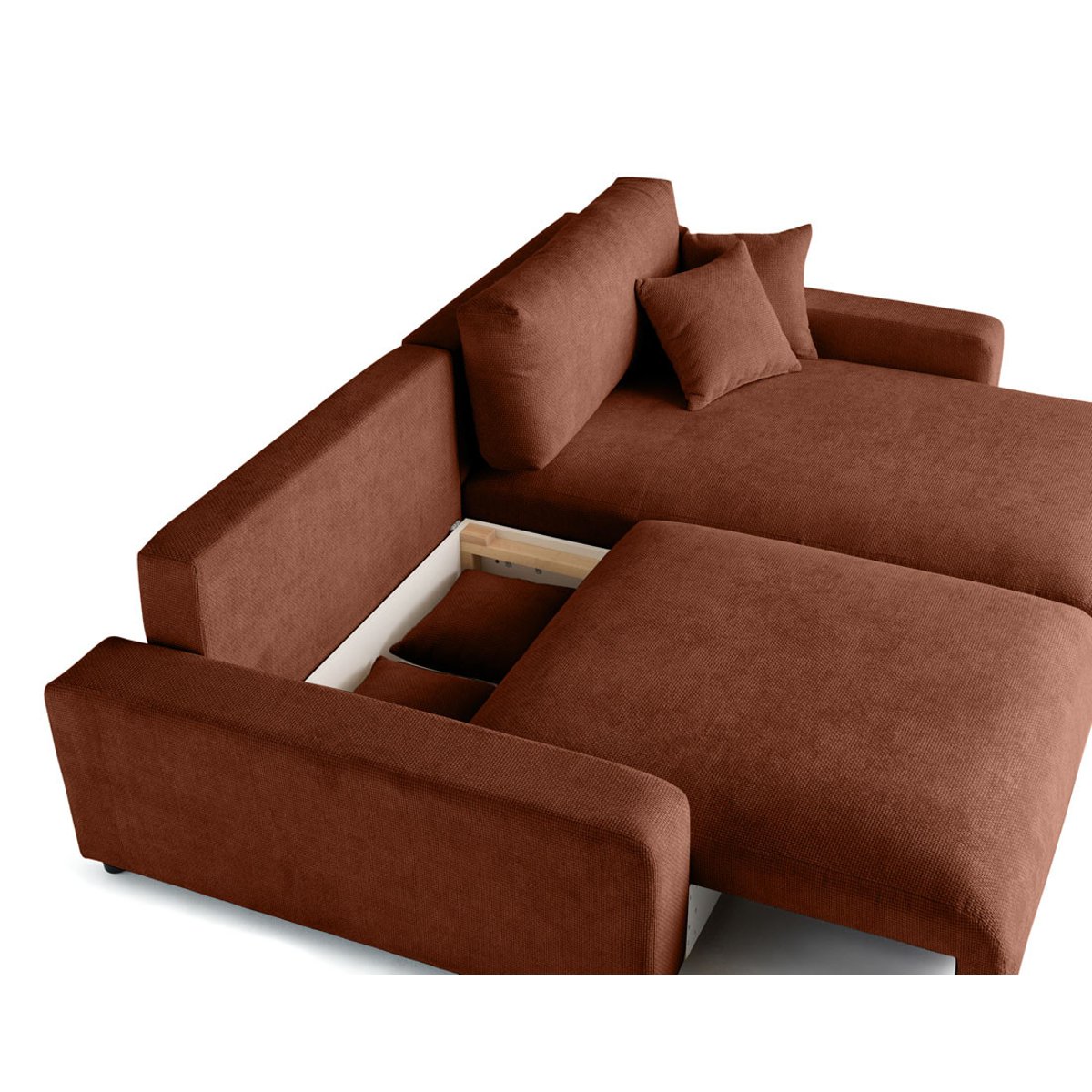 Canapé d'Angle Convertible 4 places - PIVOINE terracotta, BEST MOBILIER