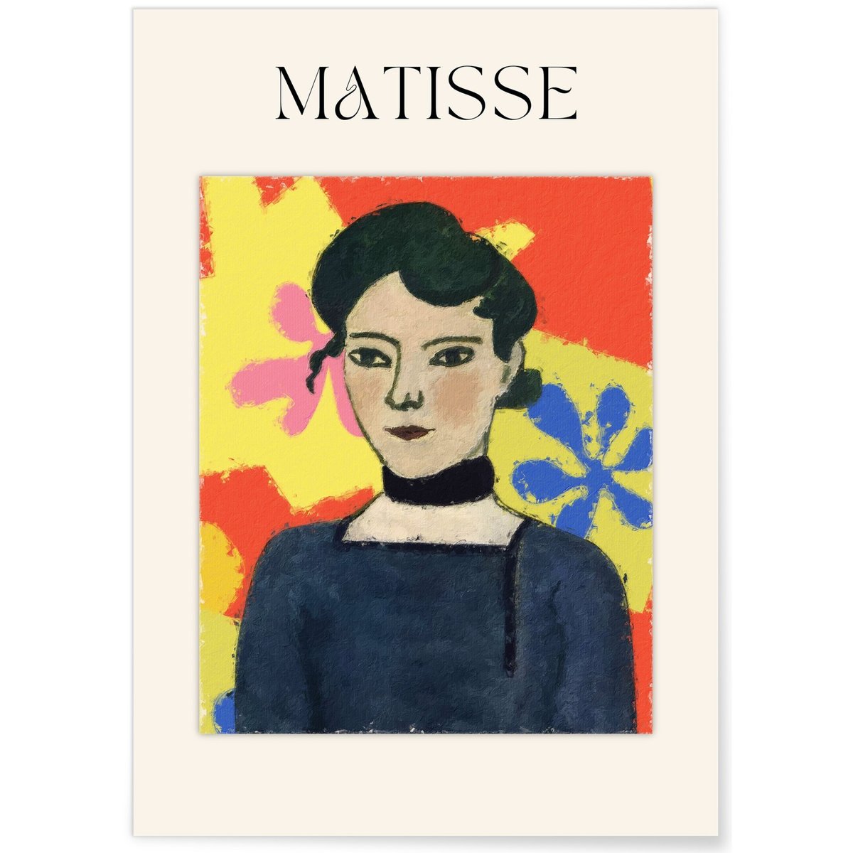 Affiche Matisse - Femme au Fond Floral blanc, L'AFFICHERIE