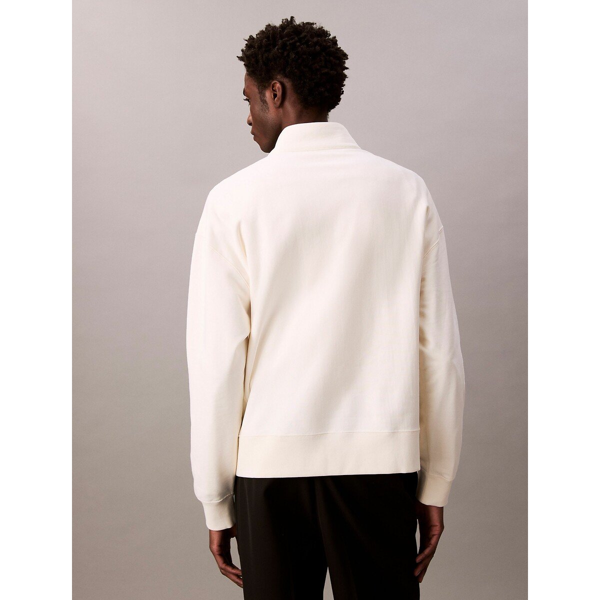 Half Zip High Neck Sweatshirt cream, CALVIN KLEIN JEANS