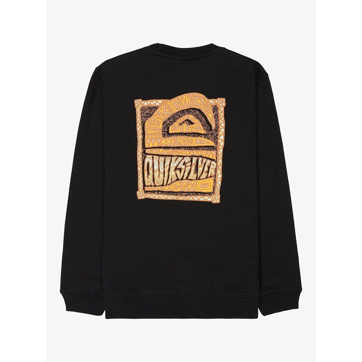 Sweat col rond, avec imprimé devant et dos, en molleton noir, QUIKSILVER