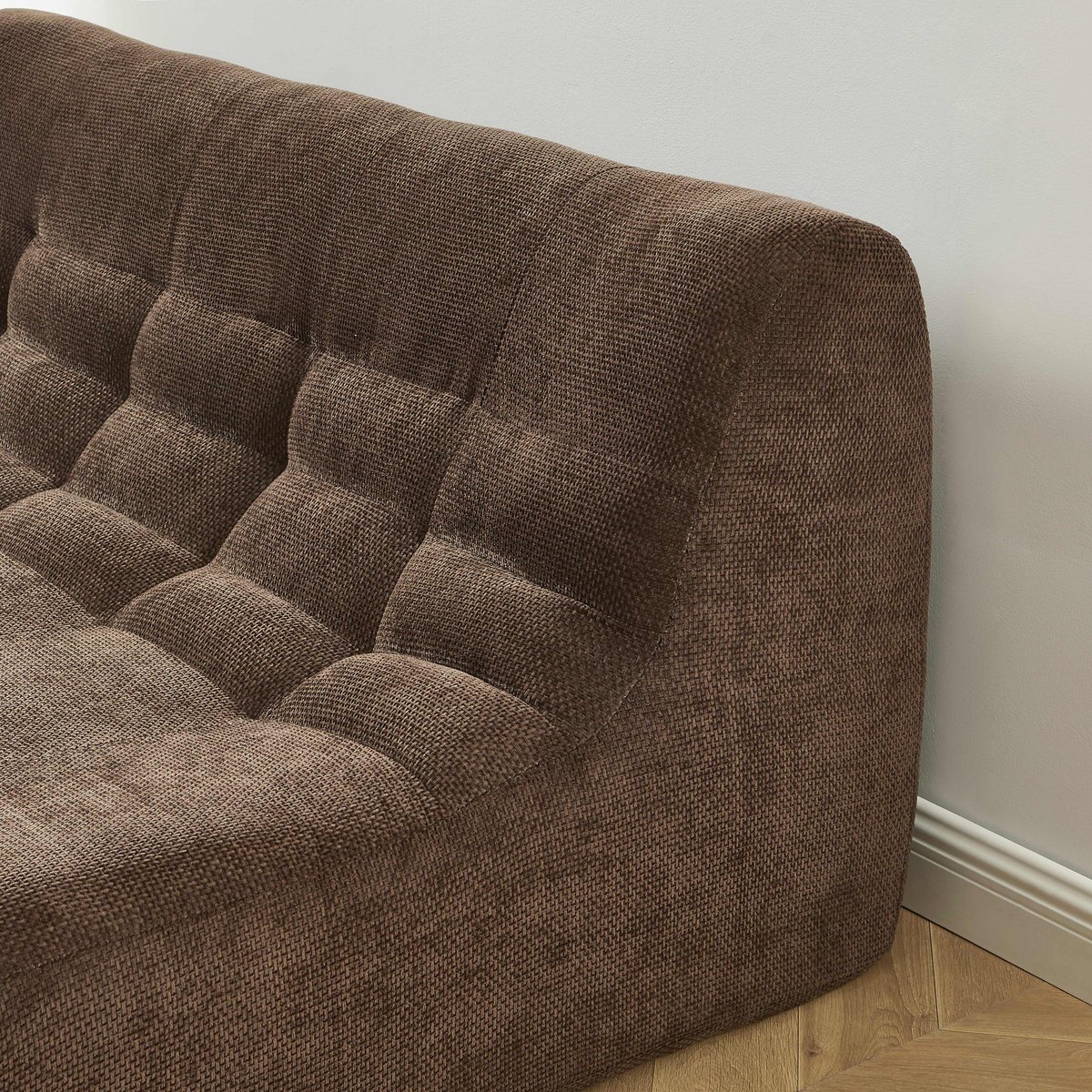 Ensemble banquette et chauffeuse 3 places en tissu JANIS marron, SORELH