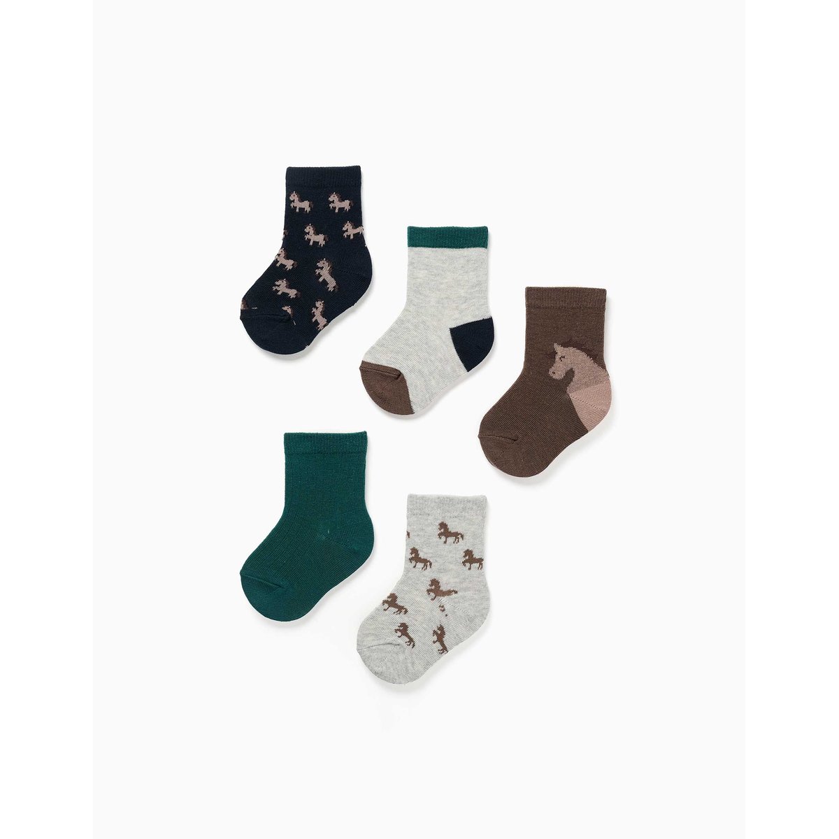 Lot de 5 paires de chaussettes avec chevaux multicolore, ZIPPY