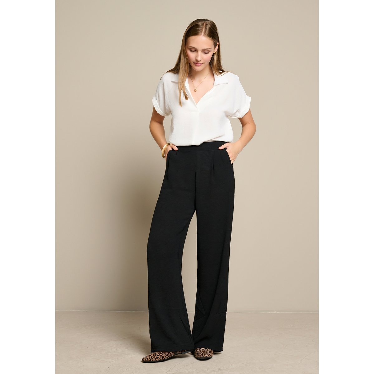 Pantalon ample fluide noir, LOLALIZA