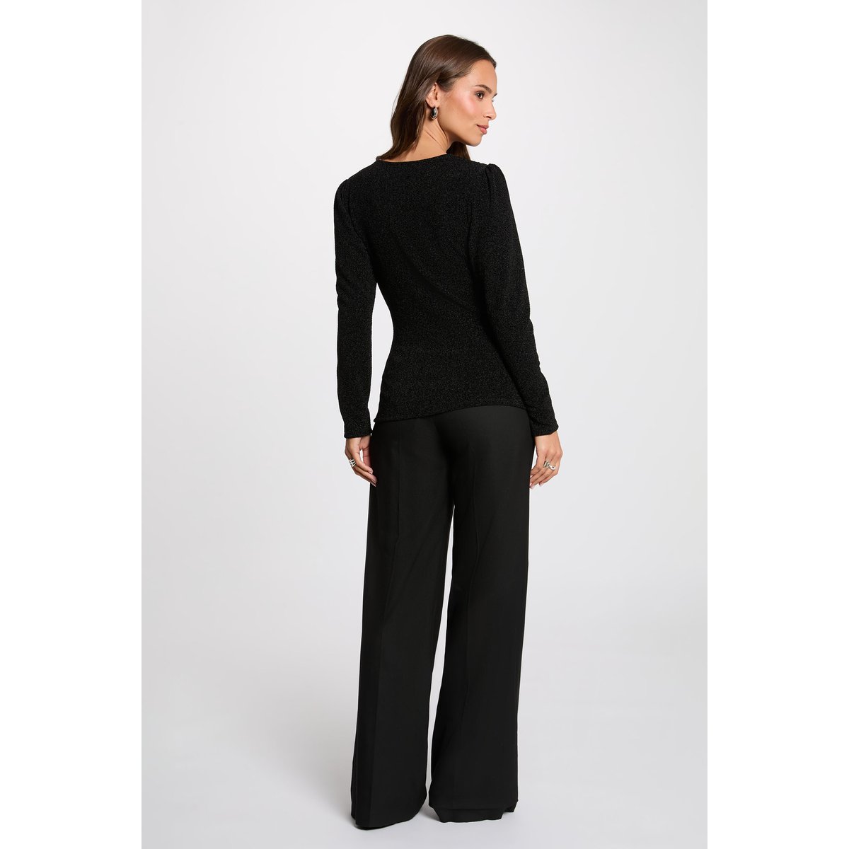Tee-shirt noir manches longues noir, MORGAN