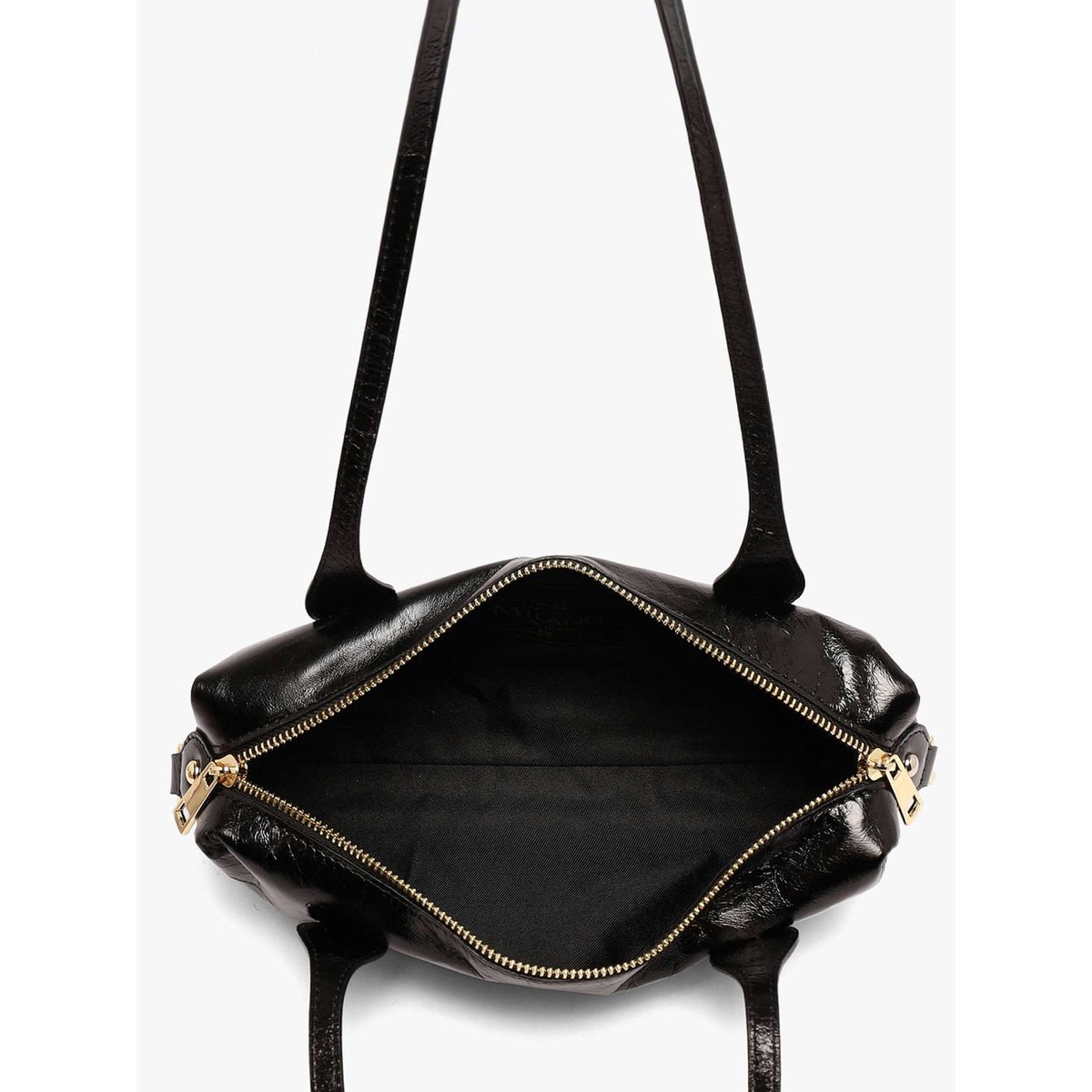 Sac porté épaule Shiny sauvage cuir nero, MILANO
