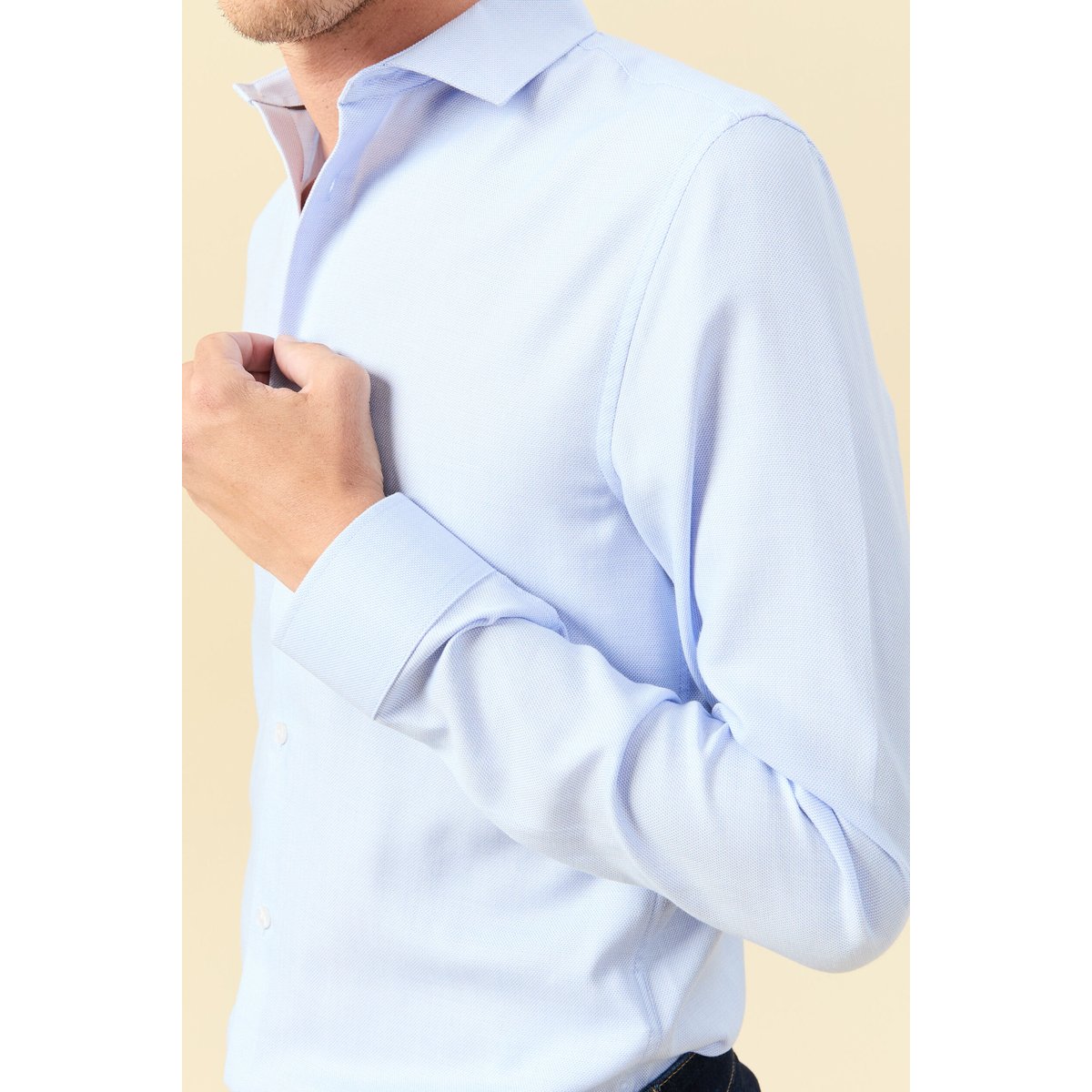 Chemise cintrée manches longues bleu ciel, BONOBO