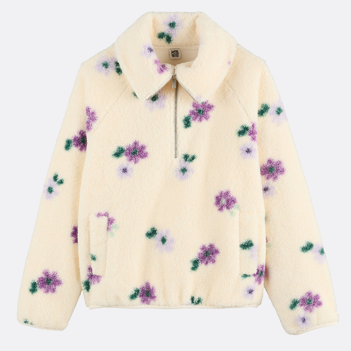 Sweat à col camionneur, en sherpa imprimé floral imprimé fleur, LA REDOUTE COLLECTIONS