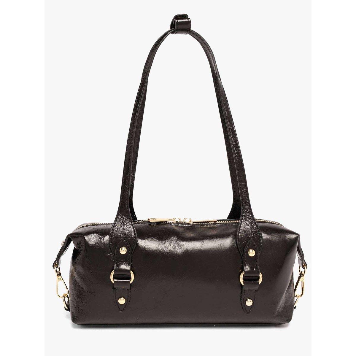 Sac porté épaule Shiny sauvage cuir nero, MILANO