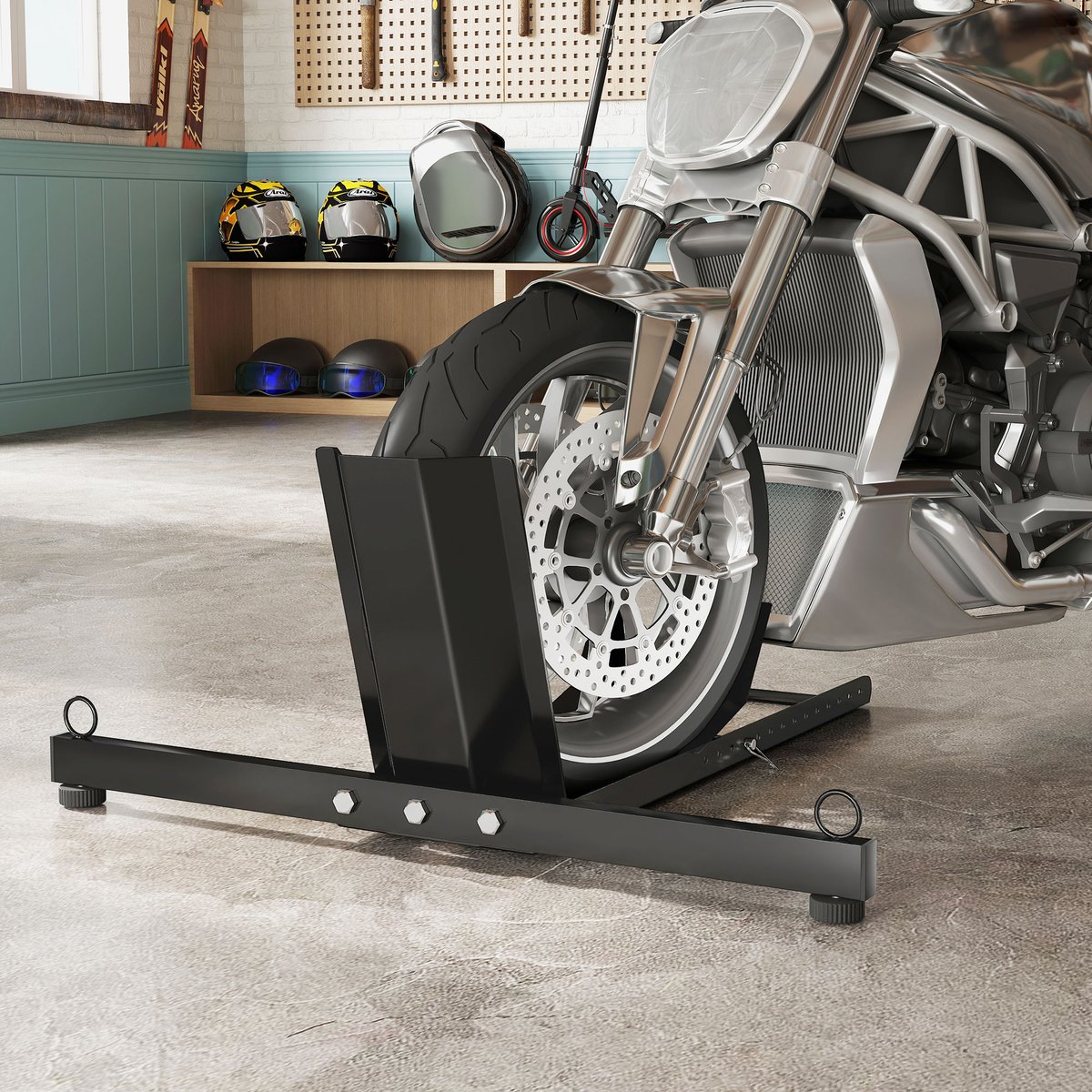 Cale de roue pour moto Acier Noir noir, HOMCOM