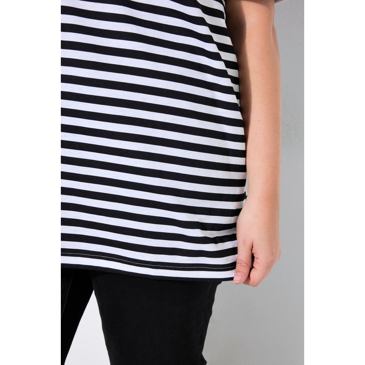 t-shirt à rayures, coupe décontractée noir, ULLA POPKEN