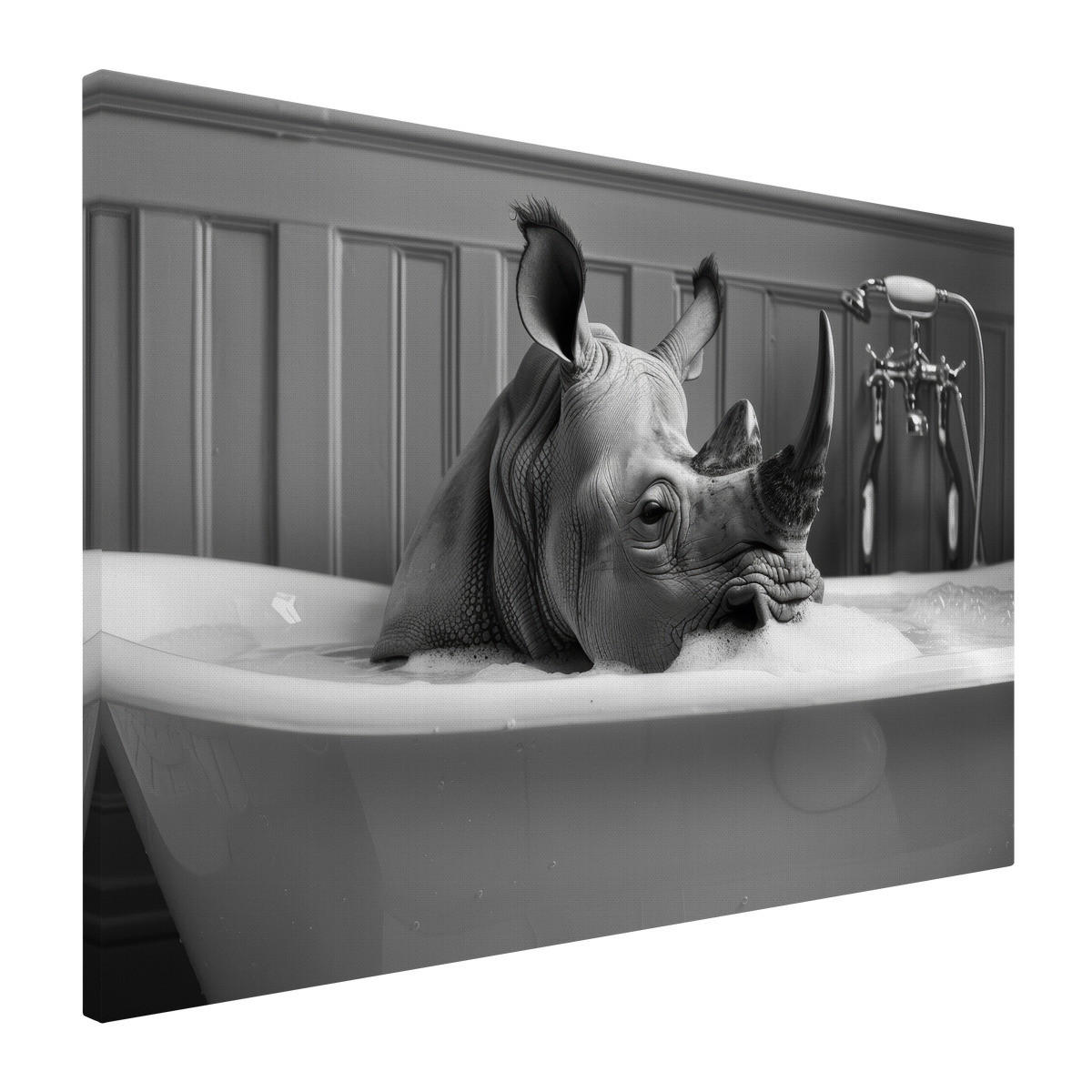 Tableau Sur Toile Rhinocéros Au Bain ANIMAUX HUMANISÉS tableaux sur toile-noir & blanc, CEANOTHE
