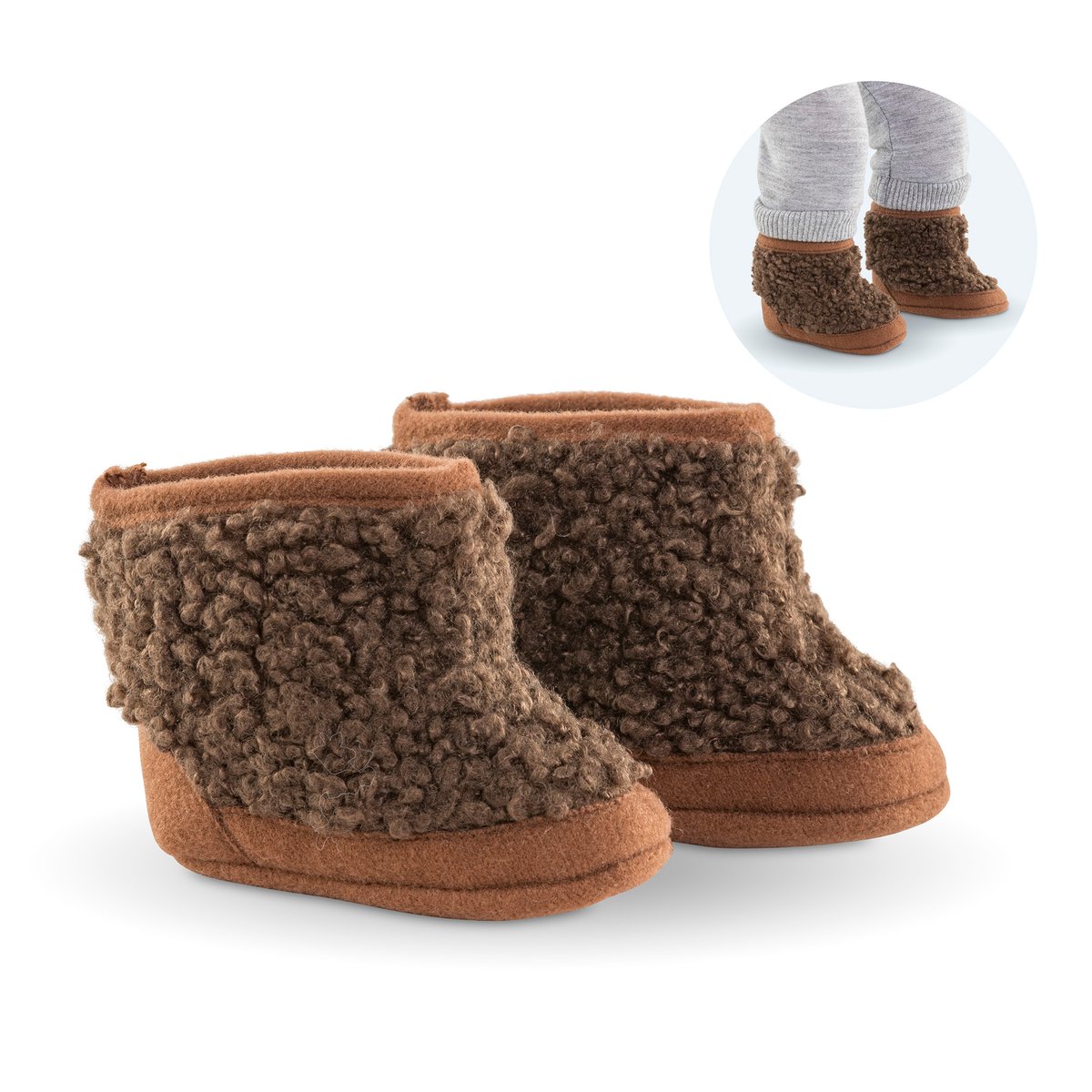 Bottes Moumoute Marron pour poupon 36 cm couleur unique, COROLLE