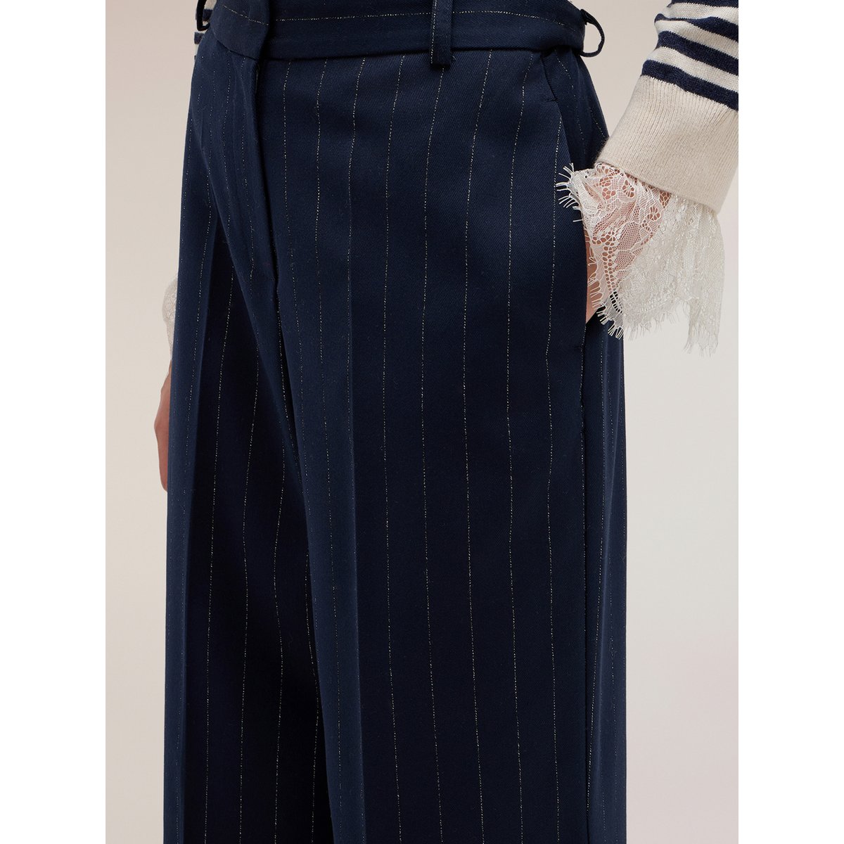 Pantalon palazzo à rayures bleu, MOTIVI