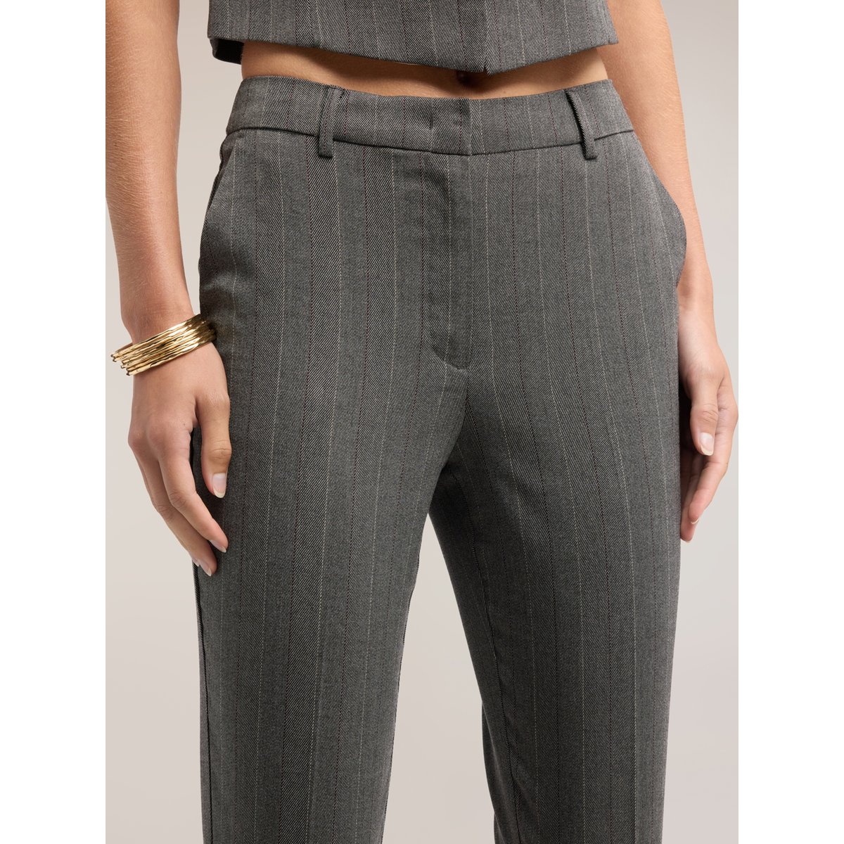 Pantalon slim à rayures gris, MOTIVI