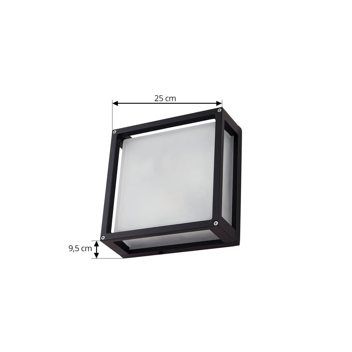 Applique extérieure en aluminium moderne anthracite, verre dépoli, LUCANDE